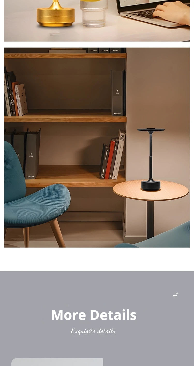 Wireless LED Table Lamp – Touch Control, Dimmable, Rechargeable & Portable, for Home, Bar, or Restaurant