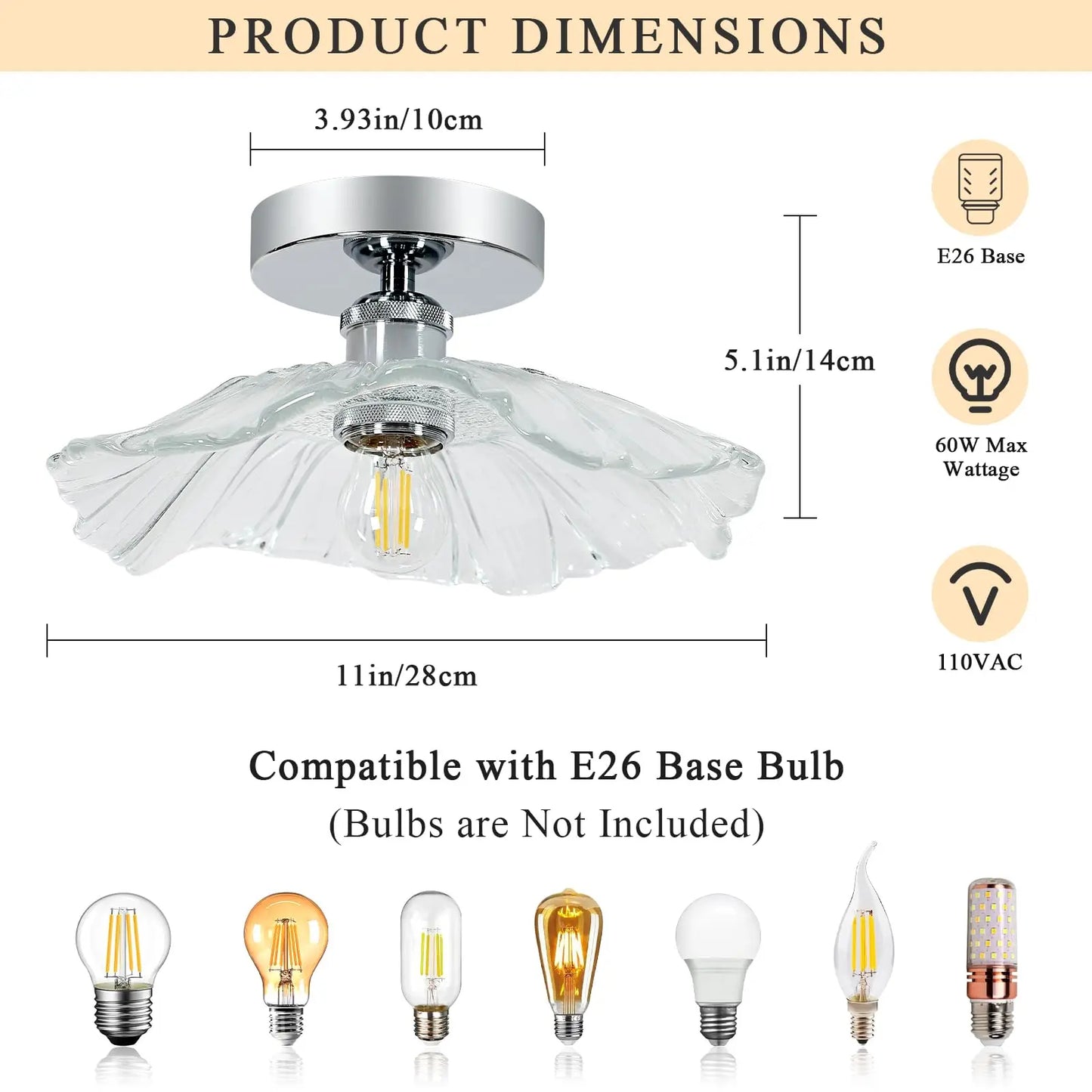 Romantic Flower Ceiling Light – Semi` Flush Mount with Glass Shade, Perfect for Entryway or Walkway Glow