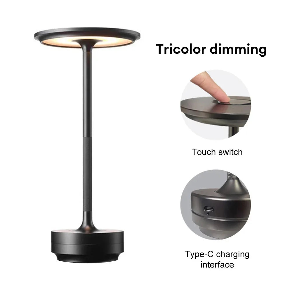 Wireless LED Table Lamp – Touch Control, Dimmable, Rechargeable & Portable, for Home, Bar, or Restaurant