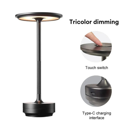 Wireless LED Table Lamp – Touch Control, Dimmable, Rechargeable & Portable, for Home, Bar, or Restaurant