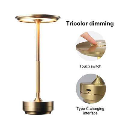 Wireless LED Table Lamp – Touch Control, Dimmable, Rechargeable & Portable, for Home, Bar, or Restaurant
