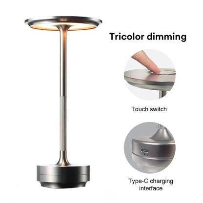 Wireless LED Table Lamp – Touch Control, Dimmable, Rechargeable & Portable, for Home, Bar, or Restaurant