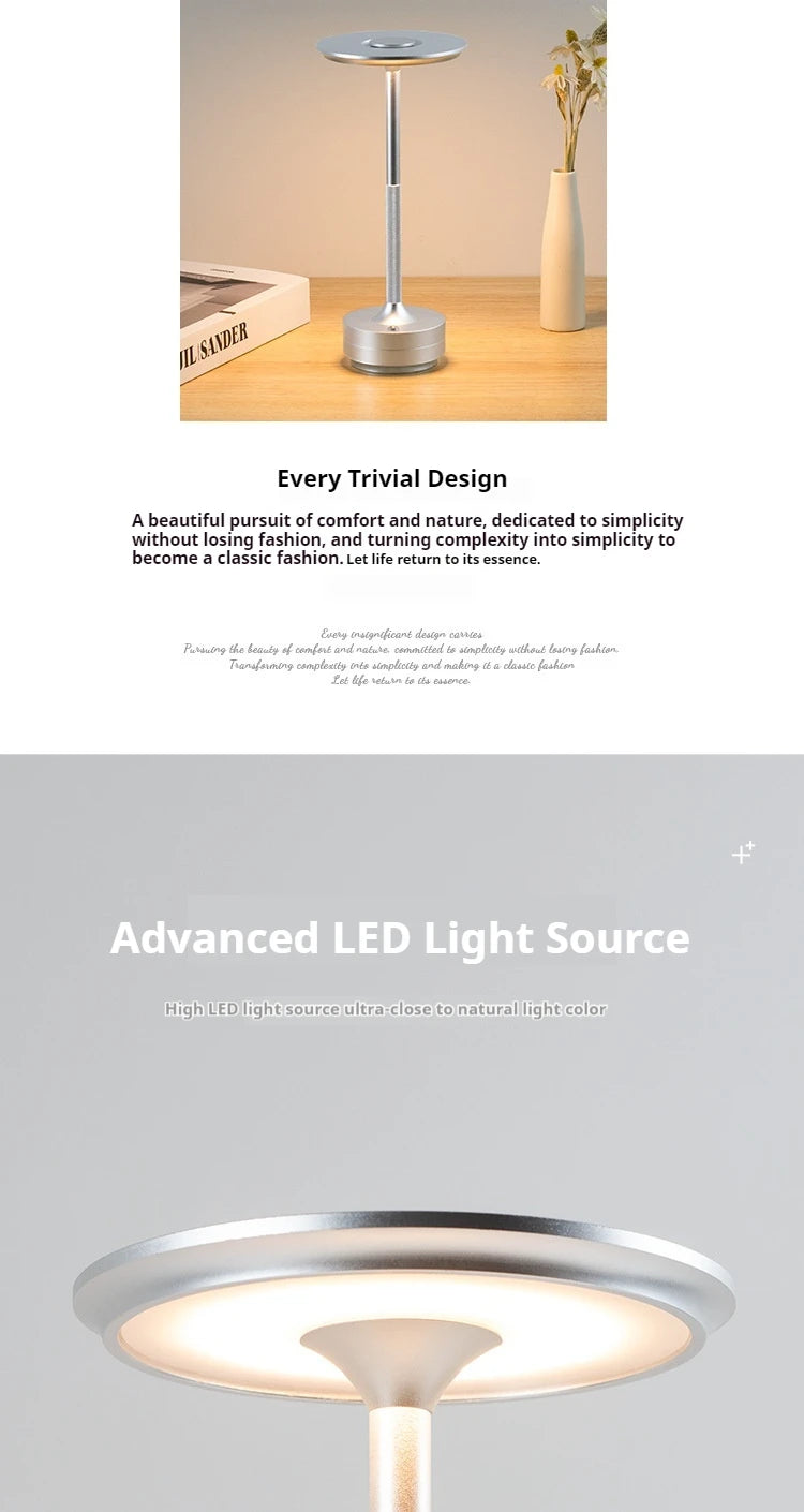 Wireless LED Table Lamp – Touch Control, Dimmable, Rechargeable & Portable, for Home, Bar, or Restaurant