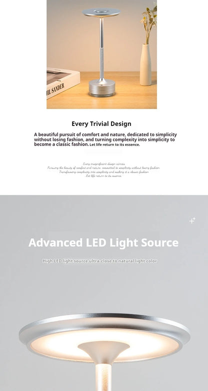 Wireless LED Table Lamp – Touch Control, Dimmable, Rechargeable & Portable, for Home, Bar, or Restaurant