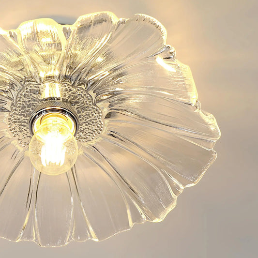 Romantic Flower Ceiling Light – Semi` Flush Mount with Glass Shade, Perfect for Entryway or Walkway Glow