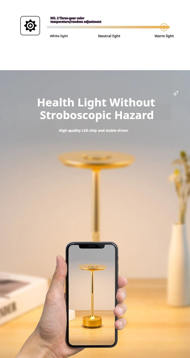 Wireless LED Table Lamp – Touch Control, Dimmable, Rechargeable & Portable, for Home, Bar, or Restaurant