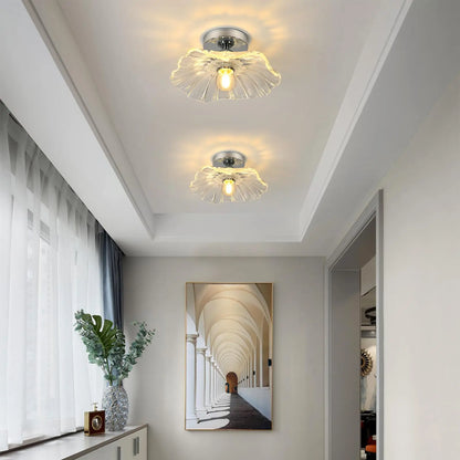 Romantic Flower Ceiling Light – Semi` Flush Mount with Glass Shade, Perfect for Entryway or Walkway Glow