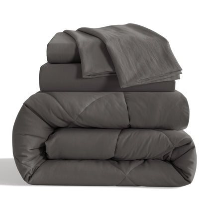 5 Piece Breathable Twin Bedding Comforter Set, Ultra Soft and Cozy Bed in a Bag
