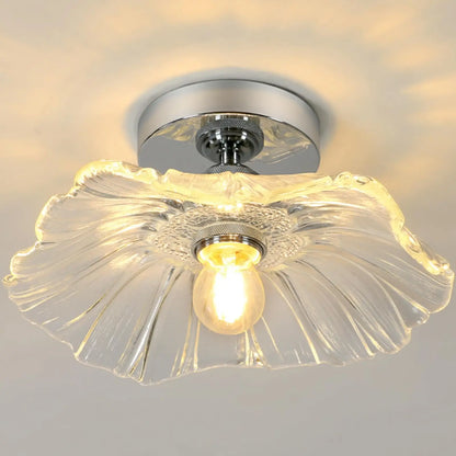 Romantic Flower Ceiling Light – Semi` Flush Mount with Glass Shade, Perfect for Entryway or Walkway Glow