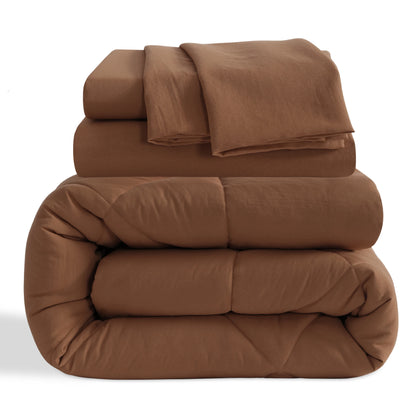 5 Piece Breathable Twin Bedding Comforter Set, Ultra Soft and Cozy Bed in a Bag