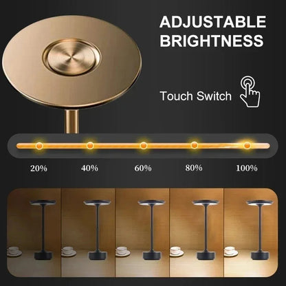 Wireless LED Table Lamp – Touch Control, Dimmable, Rechargeable & Portable, for Home, Bar, or Restaurant