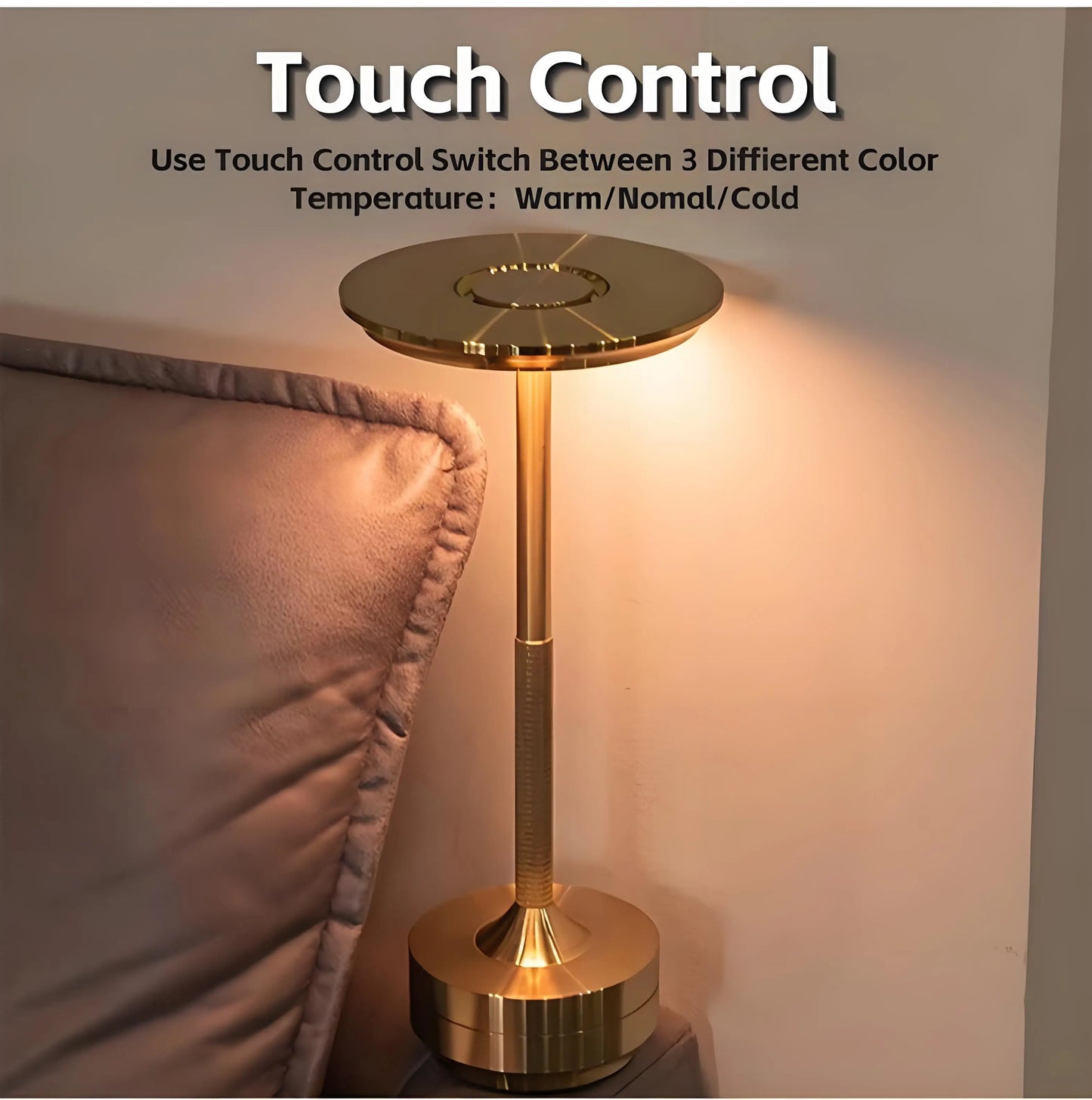 Wireless LED Table Lamp – Touch Control, Dimmable, Rechargeable & Portable, for Home, Bar, or Restaurant