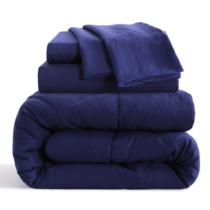 5 Piece Breathable Twin Bedding Comforter Set, Ultra Soft and Cozy Bed in a Bag