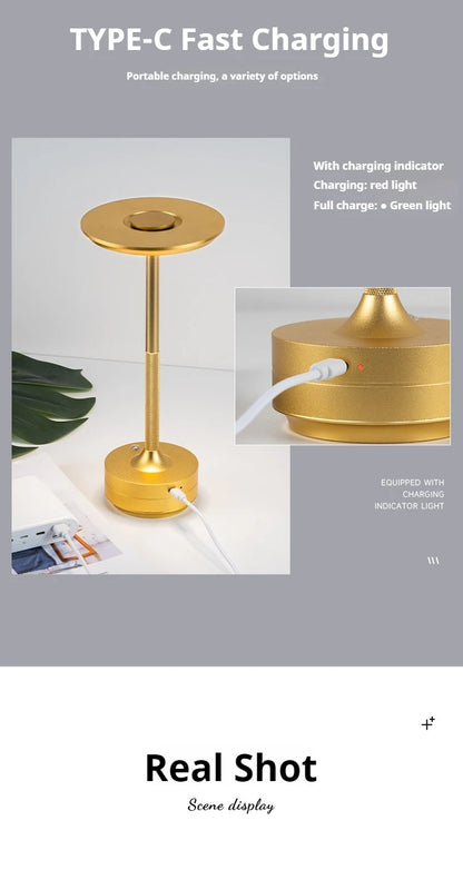 Wireless LED Table Lamp – Touch Control, Dimmable, Rechargeable & Portable, for Home, Bar, or Restaurant