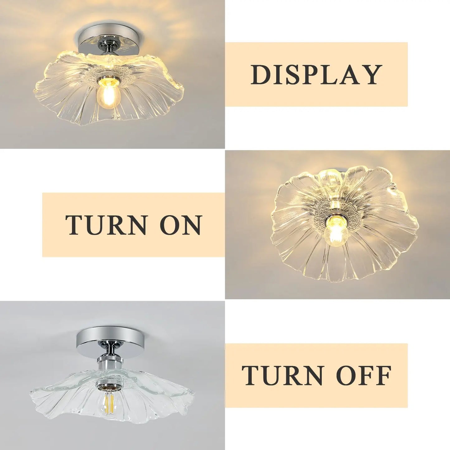 Romantic Flower Ceiling Light – Semi` Flush Mount with Glass Shade, Perfect for Entryway or Walkway Glow