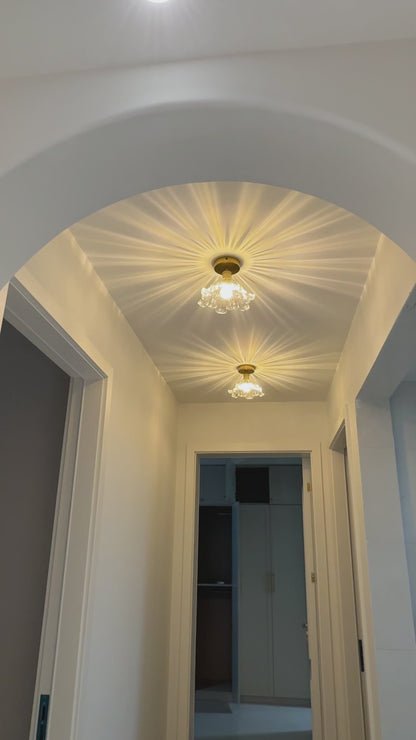 Romantic Flower Ceiling Light – Semi` Flush Mount with Glass Shade, Perfect for Entryway or Walkway Glow